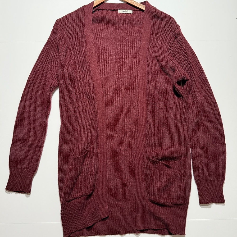 Papaya Women's Long-Line Cardigan Burgundy, L